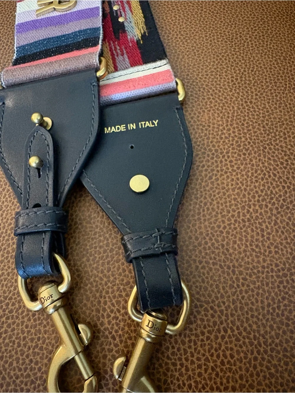 Dior Multicolor Strap with Gold Hardware and black leather